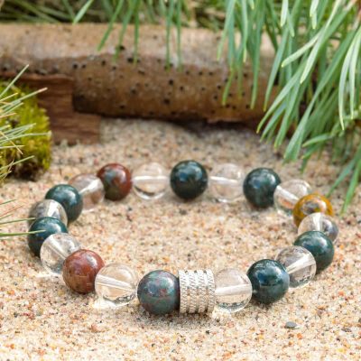 Heliotropo ir Kalnų Krištolo Apyrankė