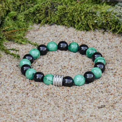 Malachito ir Juodo Turmalino (Šerlo) Apyrankė